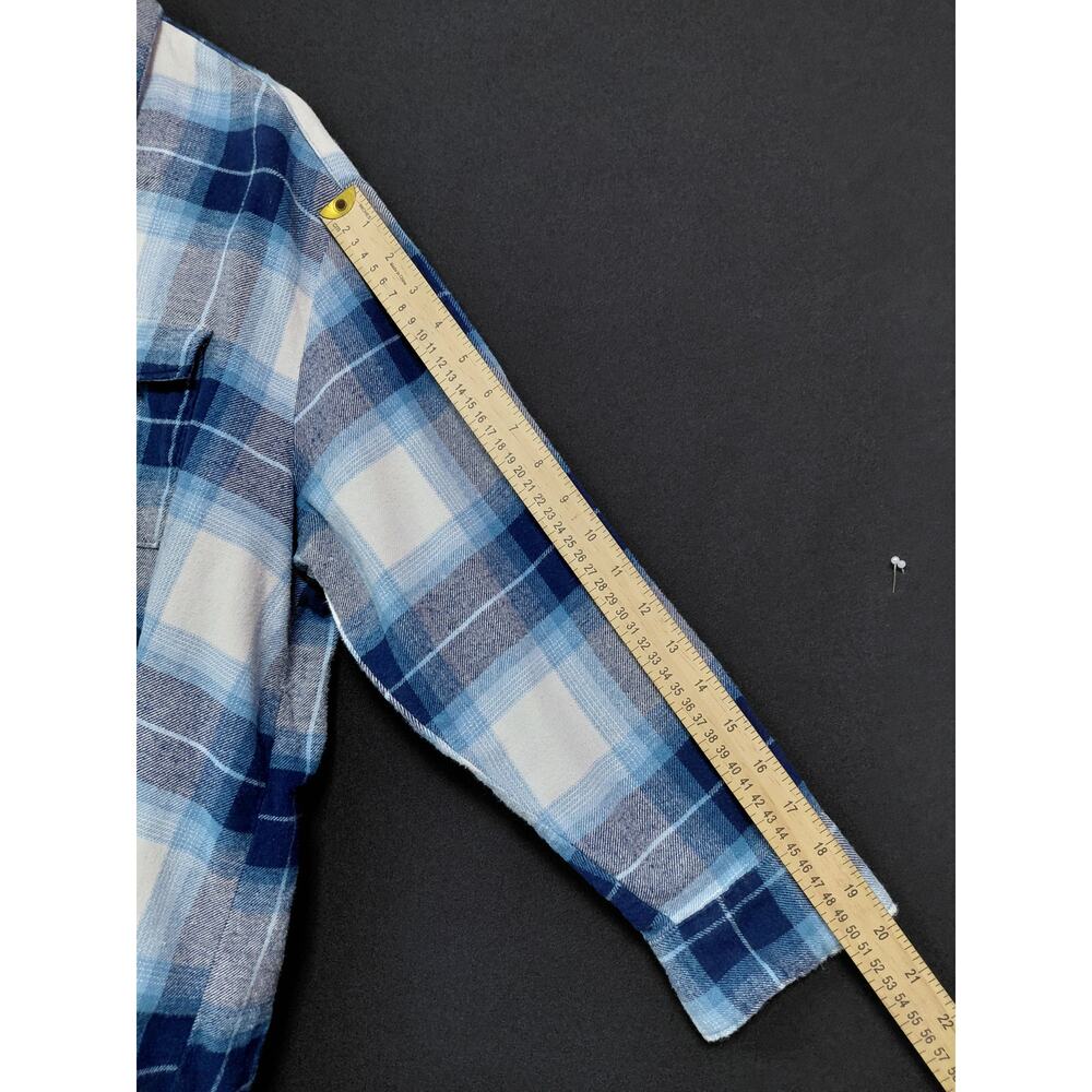 OLD NAVY Shirt The Boyfriend Plaid Blue Long Sleeve Woven Women Size L PETITE - Picture 7 of 7
